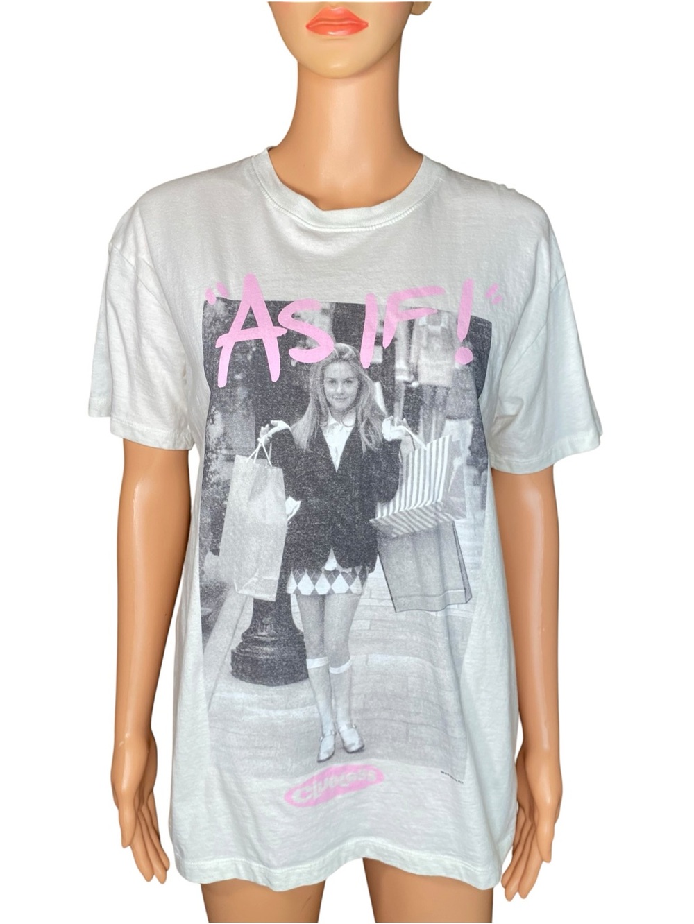 Hollister Clueless Tee with Pink AS IF! Graphic Faded Burnout Crewneck SZ XS